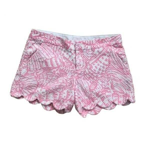 Lilly Pulitzer The Buttercup Pink/White Textured 5" inseam Women's Shorts Size 0 - Picture 1 of 4